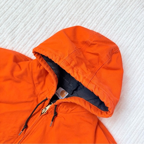 Carharrt J140 Duck Canvas Hooded Blaze Orange Active Jacket | Size 2XL - Picture 6 of 9